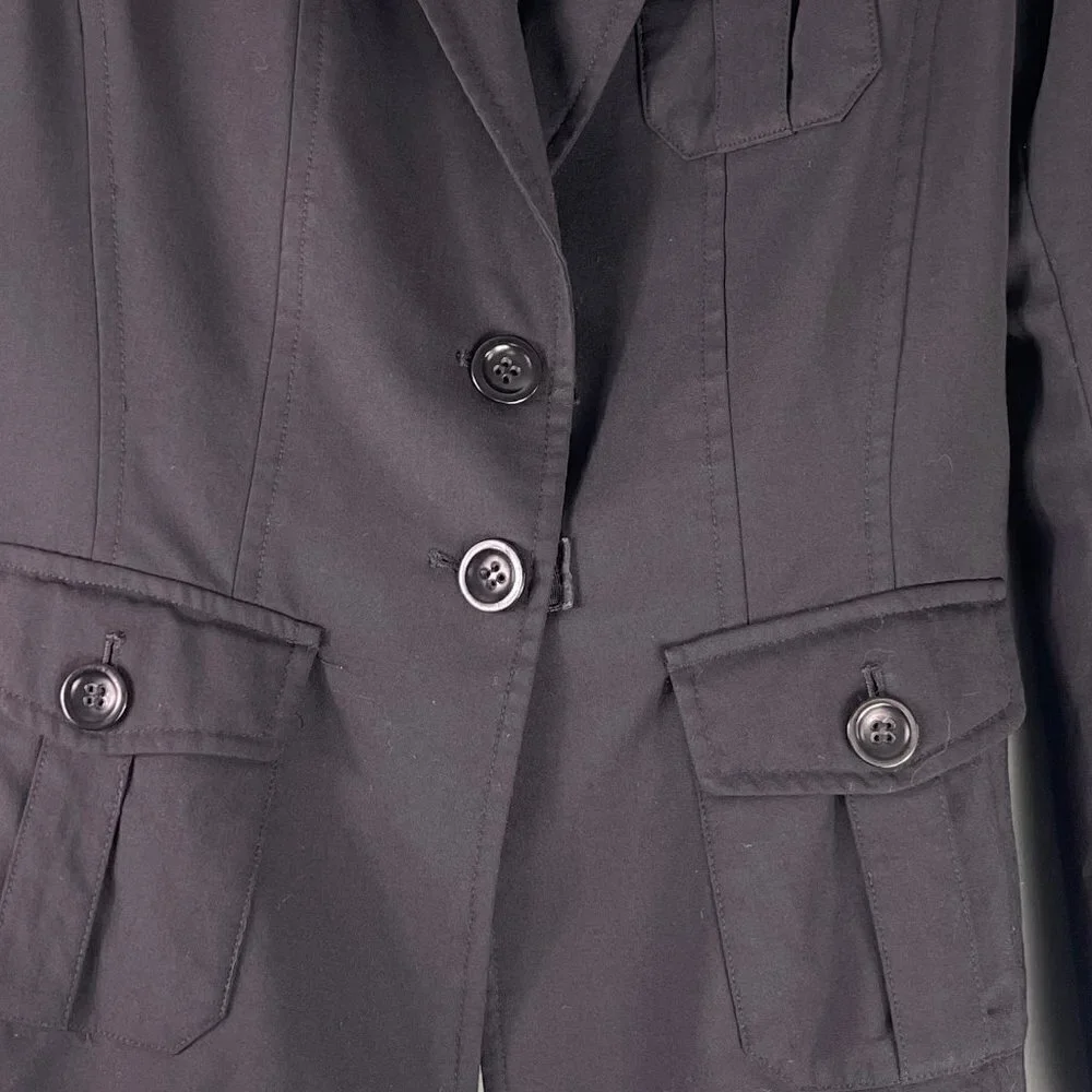 Express Blazer Jacket Size 12 Two Button Black Single Breasted Wool Blend